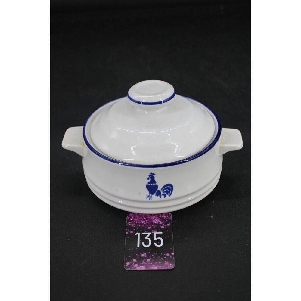 Vintage 1984 International House Country Blue Rooster 5" Covered Dish, Korea